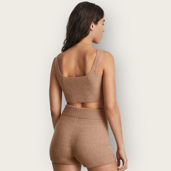 Everlane Cozy-Stretch Cropped Tank Top | Medium | Camel Brown Wool Loungewear - Picture 7 of 9